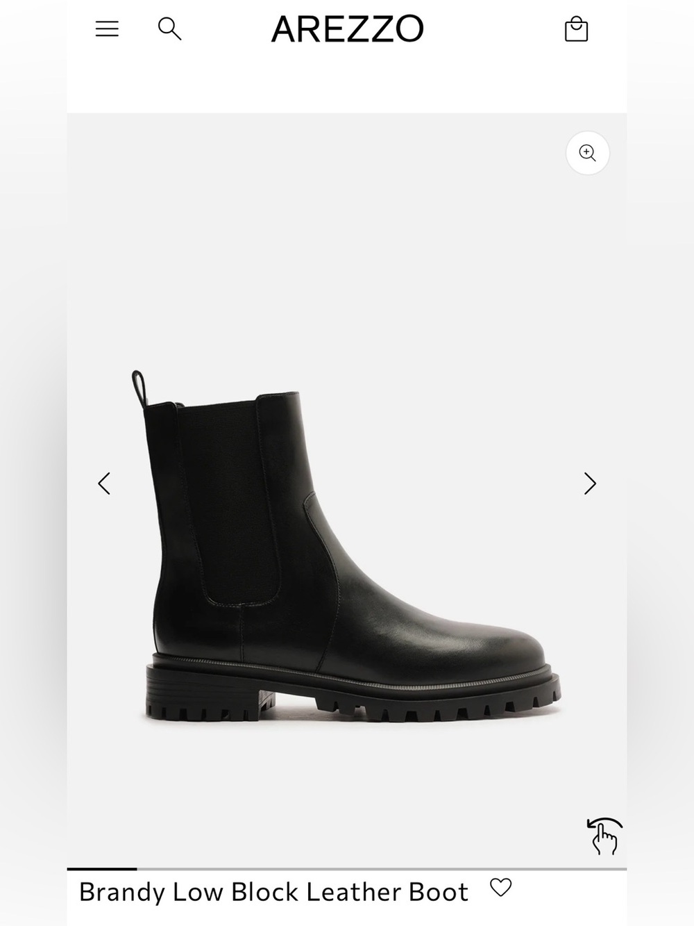 Arezzo Brandy Lug Sole Leather Ankle Boot, Black, Chelsea style boot